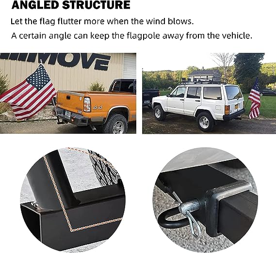 Eagles Universal Hitch Mount - Flagpole Holder, Car Flag Pole Mount Compatible with Standard 2 Inch Hitch Receiver, Vehicle Rear Flag Pole Mounting Bracket for Car Truck, Jeep, Van & RV