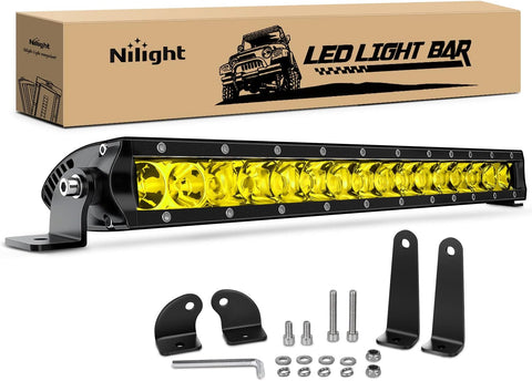 Led Light Bar Amber 17 Inch 80W Super Slim Spot Flood Combo 8000LM 3D Driving Fog Off Road Lights for Trucks Pickup SUV ATV UTV Boat 4x4 Van Camper-2