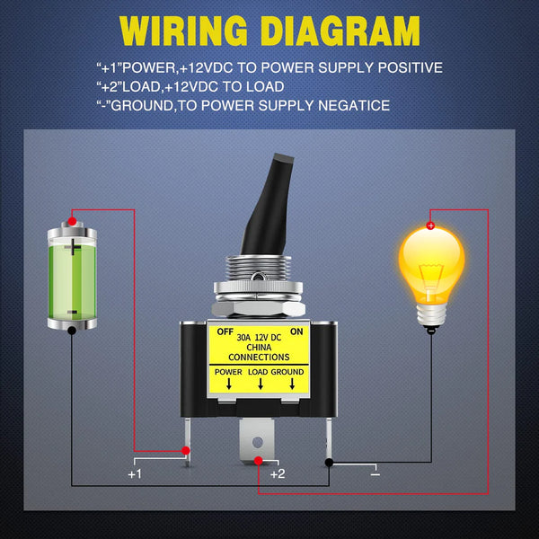 SPST Blue LED toggle Switch