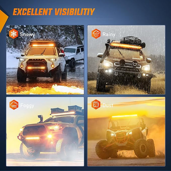 Led Light Bar Amber 51 Inch 250W Super Slim Spot Flood Combo 24500LM 3D Driving Fog Off Road Lights for Trucks Pickup SUV ATV UTV Boat 4x4 Van Camper-2 Style Mounting