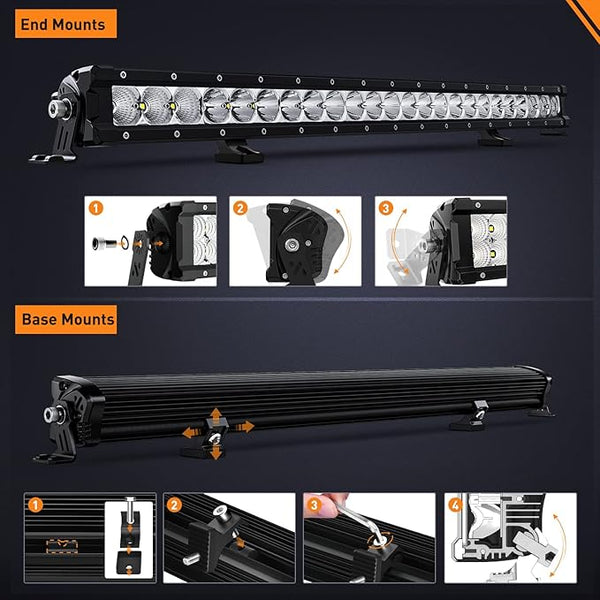 LED Light Bar 30 Inch 120W Flood Spot Combo Beam 14400LM Osram P8/5W Chips Offroad Single Row Slim Lights IP68 LED Driving Light for Pickup Truck SUV ATV UTV Boat Jeep