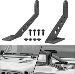 32" Light Bar Hood Mount Brackets For 2018-2022 Jeep Wrangler JL JLU (Pair)