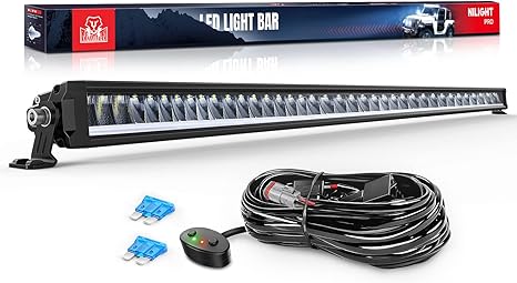 50.5 Inch Single Row LED Light Bar 210W 21260LM Anti-Glare Flood Spot Combo DRL Offroad Slim Light Bar IP68 w/ 14AWG DT Wiring Kit for Pickup Truck SUV ATV UTV Boat 4x4 Jeep