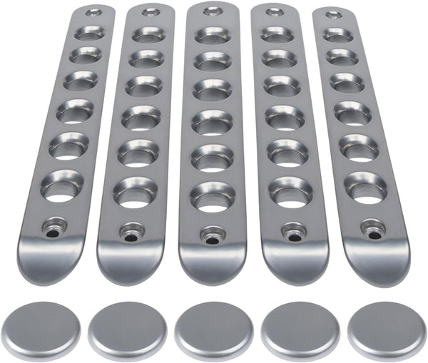 Side Door Handle Insert Grab Handle & Push Button Knobs Cover Trim Fit for Jeep Wrangler JK JKU 2007-2018 (Silver)