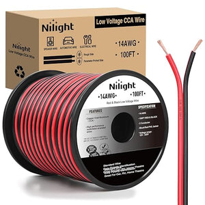 100FT 14AWG Copper Clad Aluminum Wire 14/2 Gauge Red Black CCA Electrical Cable 2 Conductor Parallel 12V/24V DC Flexible Extension Cords for Car Audio Radio Speaker Amplifier