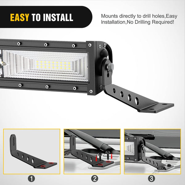 32" Light Bar Hood Mount Brackets For 2018-2022 Jeep Wrangler JL JLU (Pair)