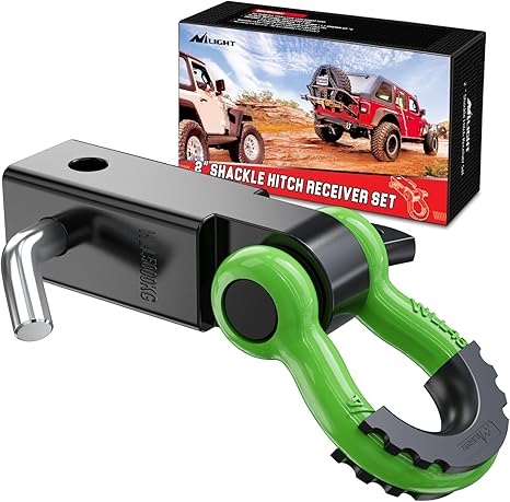 Shackle Hitch Receiver 2Inch 45000 LBs Breaking Strength 3/4" D Ring Shackle w/Trailer Hitch Pin Heavy Duty Solid Recovery Towing Kit for Trucks Jeeps Off-Road