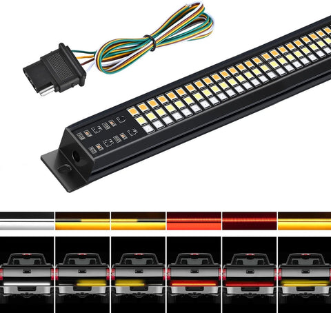 60" Aluminum Frame Triple Row 1200 Leds Red/White/Amber Light Strip