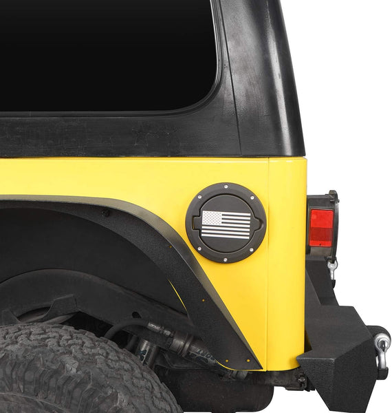 for Jeep TJ Gas Cap Fuel Tank Cover w/Flag Logo for 1997-2006 Jeep Wrangler TJ & TJ Unlimited