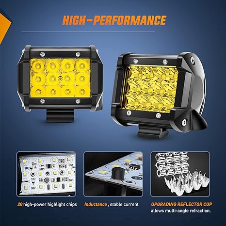 4" 36W 3600LM Amber Triple Row Spot Led Pods (Pair)