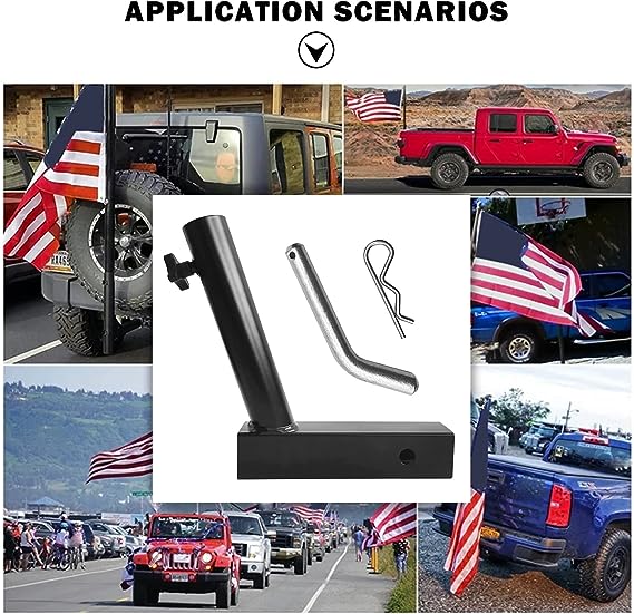 Eagles Universal Hitch Mount - Flagpole Holder, Car Flag Pole Mount Compatible with Standard 2 Inch Hitch Receiver, Vehicle Rear Flag Pole Mounting Bracket for Car Truck, Jeep, Van & RV