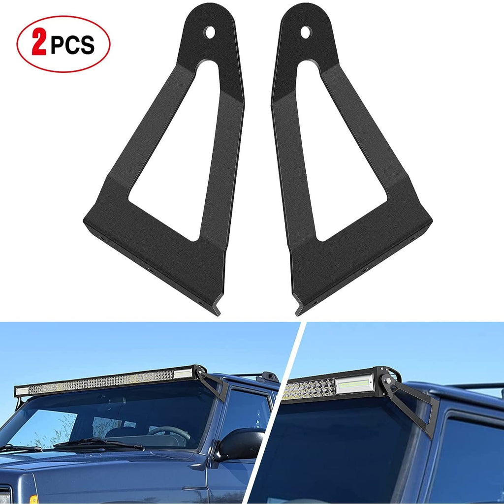 50” Curved Light Bar Bracket at Upper Windshield Roof Cab for 1984-2001 Jeep Cherokee XJ & 1986-1992 Comanche MJ (Pair)