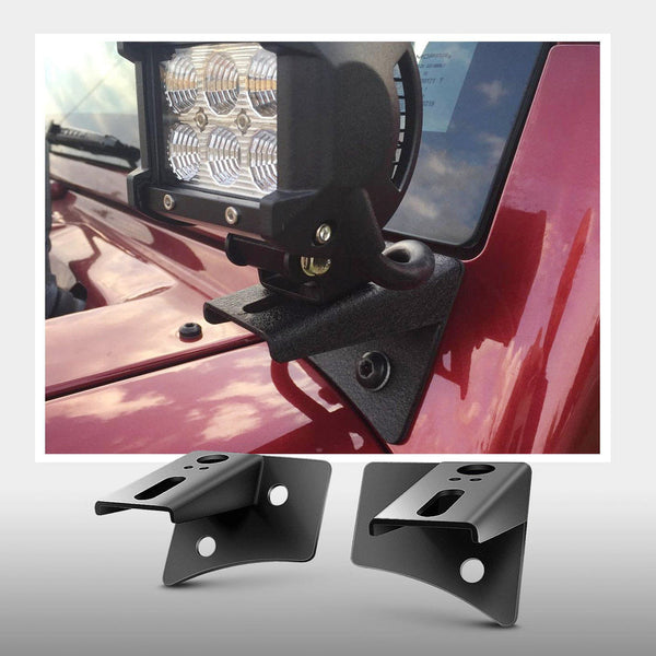 A-Pillar Windshield Hinge Mount Bracket For 2007-2017 Jeep Wrangler JK (Pair)