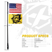Xprite Raven Series 5ft LED Smoked Whip Light with U.S. Flag - B / R / RWB