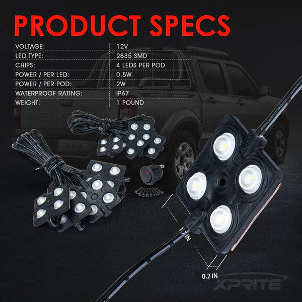 8pc Trunk LED Light Pod Set