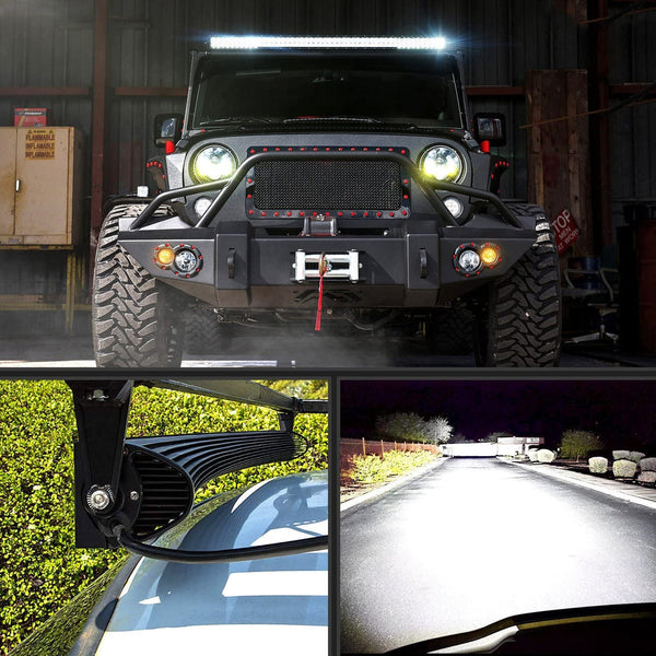 52" 300W Double Row Curved Spot/Flood LED Light Bar