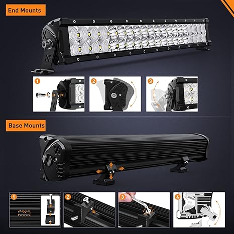 LED Light Bar 21.6 Inch 200W Flood Spot Combo Beam 24000LM Osram P8/5W Chips Offroad Lighting IP68 LED Driving Light for Pickup Truck SUV ATV UTV Boat Jeep