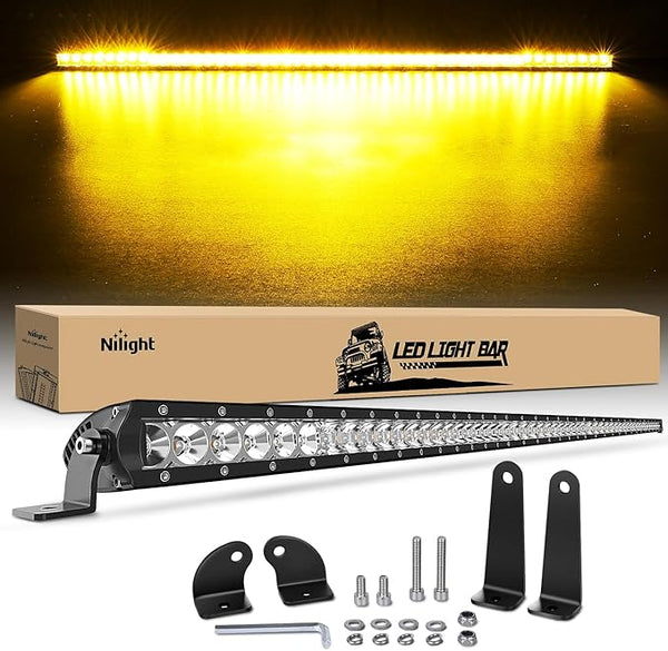 Led Light Bar Amber 51 Inch 250W Super Slim Spot Flood Combo 24500LM 3D Driving Fog Off Road Lights for Trucks Pickup SUV ATV UTV Boat 4x4 Van Camper-2 Style Mounting