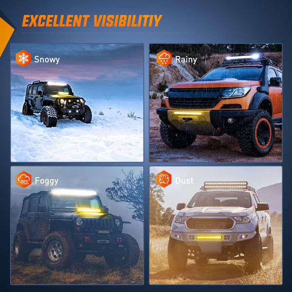 Led Light Bar Amber 17 Inch 80W Super Slim Spot Flood Combo 8000LM 3D Driving Fog Off Road Lights for Trucks Pickup SUV ATV UTV Boat 4x4 Van Camper-2