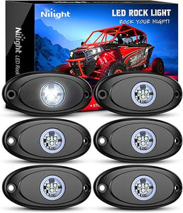 LED Rock Light 6PCS White Light Pods Waterproof Under Body Wheel Well Light Exterior Interior Lights for Car Truck Pickups ATV UTV SUV Motorcycle Boat, 2 Years Warranty