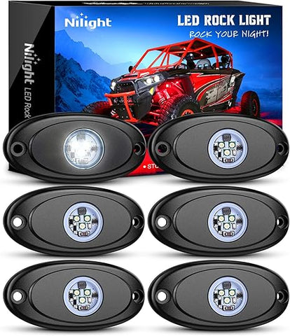 LED Rock Light 6PCS White Light Pods Waterproof Under Body Wheel Well Light Exterior Interior Lights for Car Truck Pickups ATV UTV SUV Motorcycle Boat, 2 Years Warranty