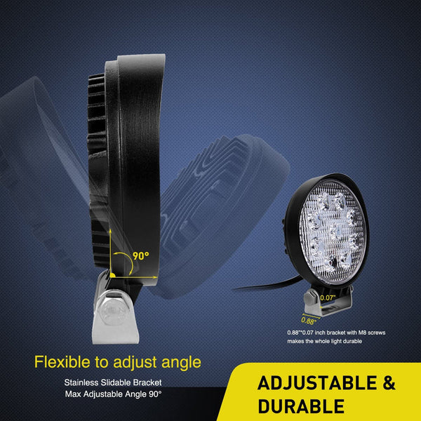 4.5" 27W Round Spot LED Work Lights (Pair)