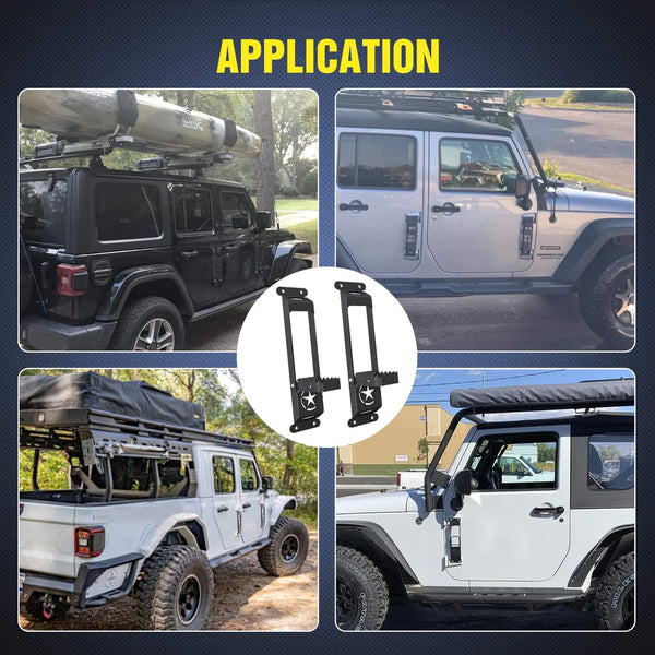 Door Hinge Steps For 2007-2017 Jeep Wrangler JK JKU & 2018-2020 Jeep Wrangler JL JKU (Pair)