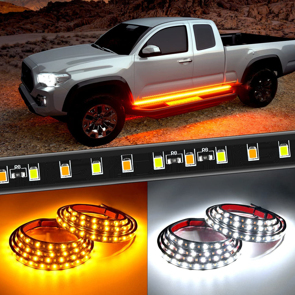 60" 144 Leds Running Board Amber/White Light Strip (Pair)