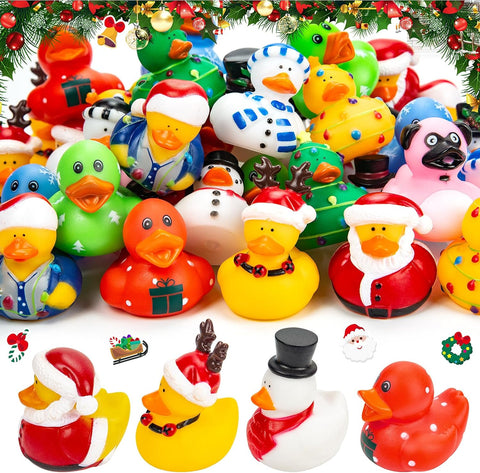 45 Pcs Christmas Rubber Ducks 2.16" Funny Rubber Ducks Assortment Duckies Bath Toys for Jeep Ducking Floater Duck Christmas Themed Bathtub Toys