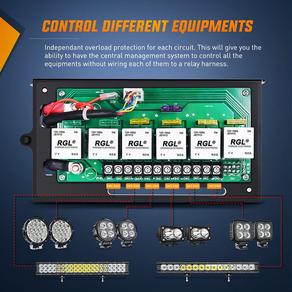 6Gang Rocker Switch Box Control System for Jeep Wrangler JK JKU 2007-2018