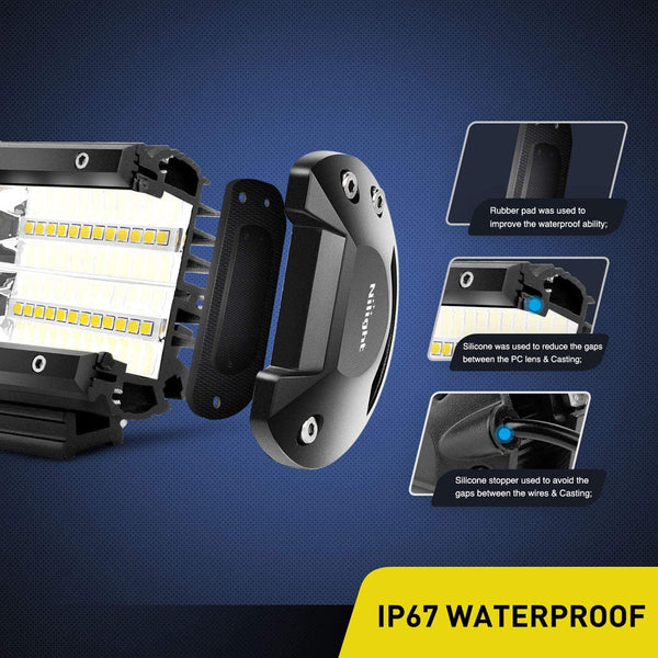 5" 72W 10800LM Double Row Flood Led Light Bars (Pair)