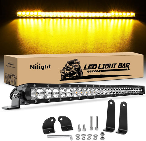 Led Light Bar Amber 31 Inch 150W Super Slim Spot Flood Combo 14500LM 3D Driving Fog Off Road Lights for Trucks Pickup SUV ATV UTV Boat 4x4 Van Camper-2 Style Mounting