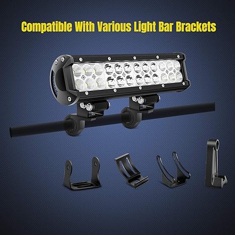 90027B 2PCS LED Light Bar Horizontal Bar Clamp Mounting Kit Fit on 0.75" 1" 1.25" Bull Bars Roof Racks Roll Cages for ATV UTV and Trucks, 2 Years Warranty