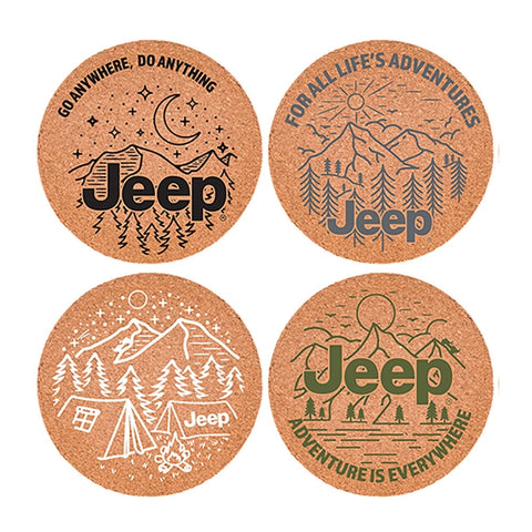 Coaster Set Cork - Jeep Assorted Logos