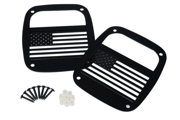 ZS-0041-G1-FLAG - USA Flag Black Tail Light Guards