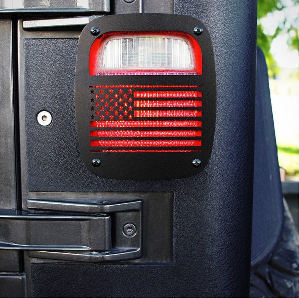 ZS-0041-G1-FLAG - USA Flag Black Tail Light Guards