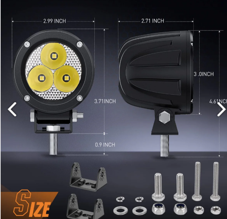 3" 15W 1550LM Spot Round Built-in EMC LED Work Lights (Pair) | 16AWG DT Wire