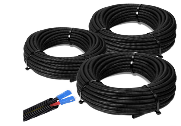 Sasylvia 1/4" x 100 Ft, 1/2" x 100 Ft, 3/8" x 100 Ft Split Wire Loom Tubing Wire Conduit Bulk Black Flexible Electrical Wire Cover Protective Split Cable Sleeves