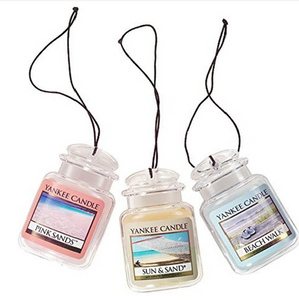 Yankee Candle Hanging Car Jar® Ultimate 1-Pack Air Fresheners, Neutralizes Odors Up to 30 Days, Includes: Beach Walk, Pink Sands, and Sun and Sand