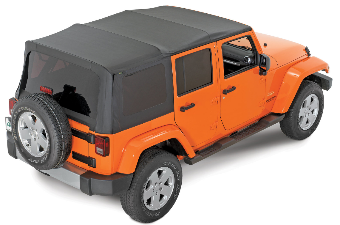 QuadraTop Replacement Soft Top with Tinted Windows in Black Diamond for 07-18 Jeep Wrangler Unlimited JK 4 Door