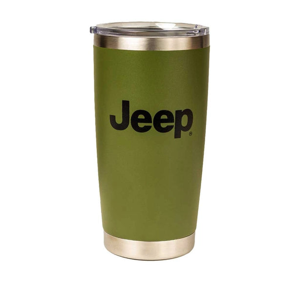 Travel Mug - Jeep® Text and Grill Powder Coated - Jeep Green