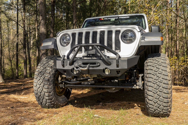 Rugged Ridge 11540.32 HD Stubby Front Bumper for 07-24 Jeep Wrangler JL, JK & Gladiator JT