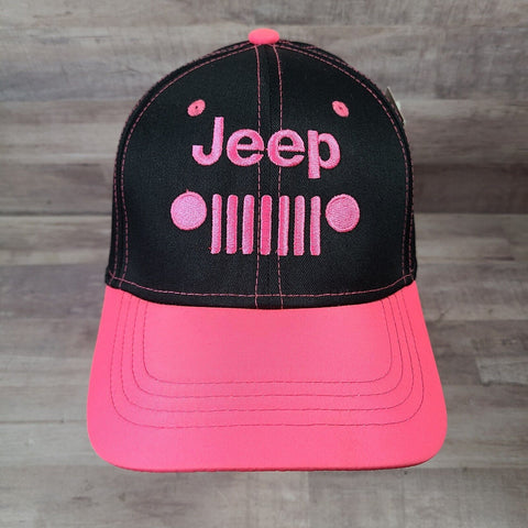 Jeep Grill Logo Baseball Cap/Hat Black W/ Pink
