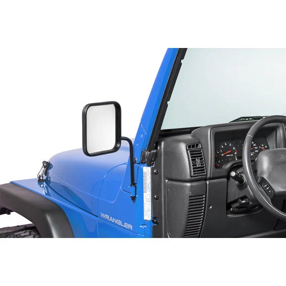 TACTIK Q1SQ Adventure Side Mirrors Square Mirrors - for 76-23 Jeep Wrangler JL, JK, TJ, YJ, CJ & Gladiator JT